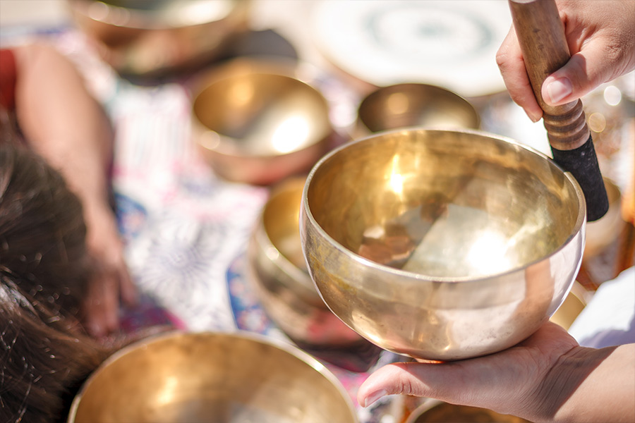 Group in a seesion of Sound and gong bath